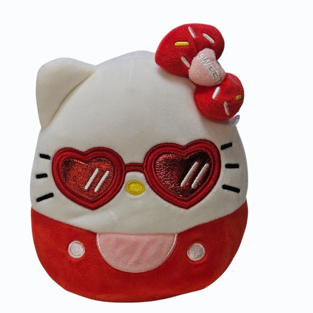 Squishmallows Sanrio Plush HELLO KITTY RED HEART GLASSES 7" KELLYTOY